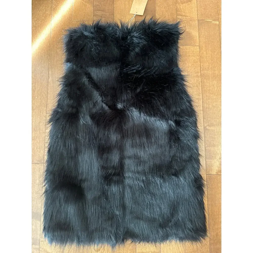NWT Youhan Women's Faux Fur Vest Coat Sleeveless Jacket size xs